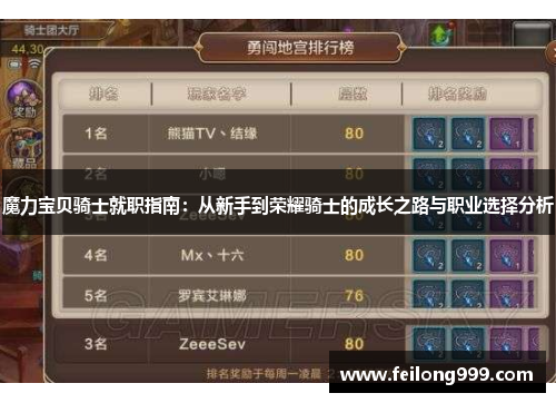 魔力宝贝骑士就职指南：从新手到荣耀骑士的成长之路与职业选择分析